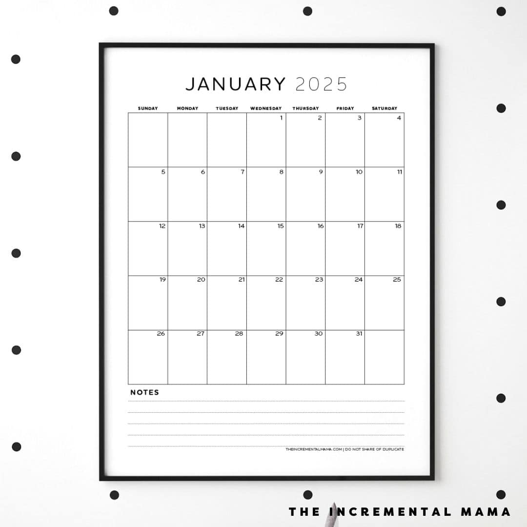 Printable Lined Calendar 2025