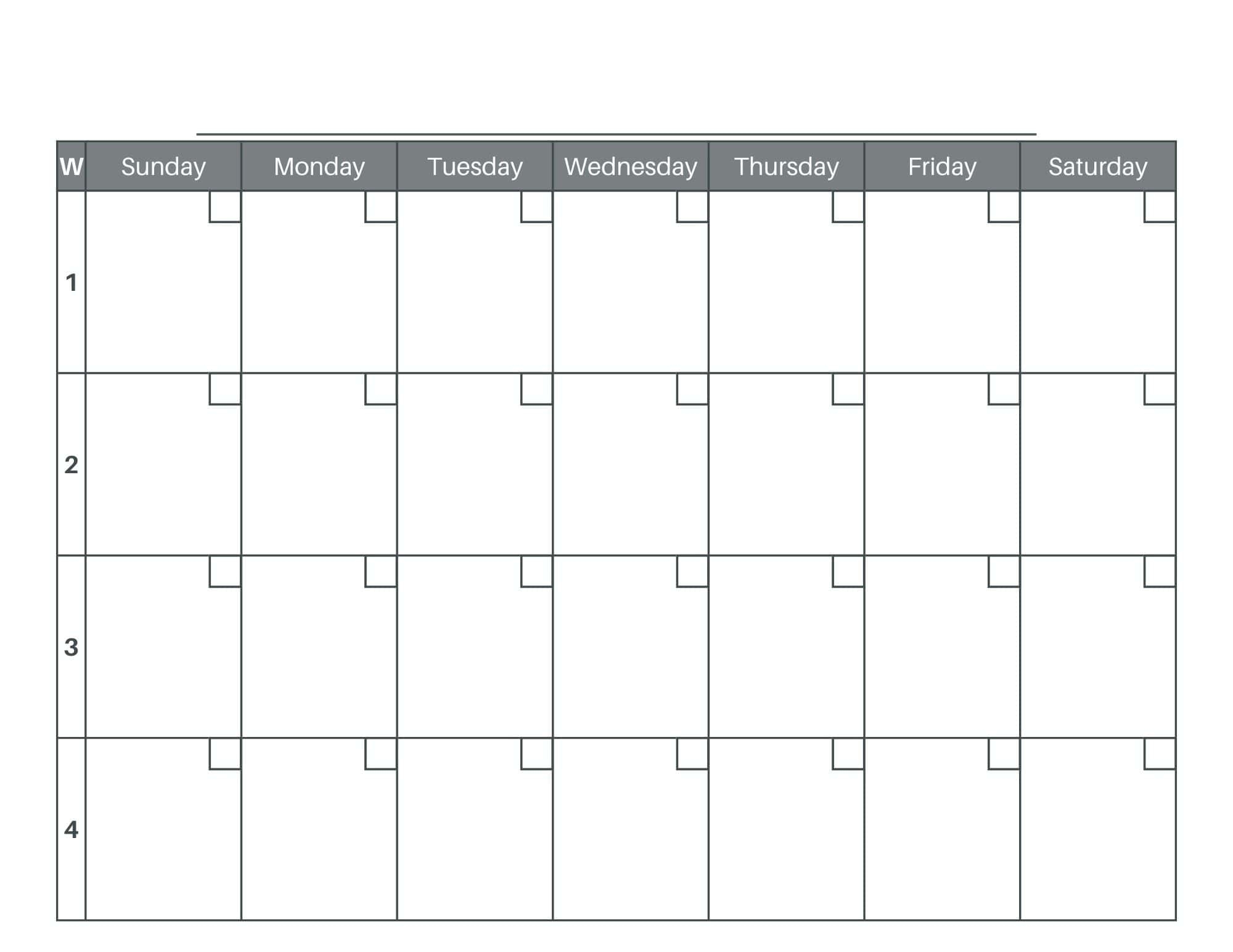 free 4 week calendar printable blank u0026 template
