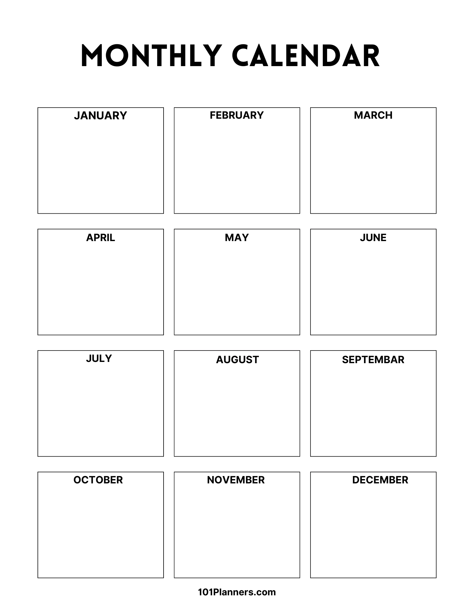 Printable Yearly Calendars