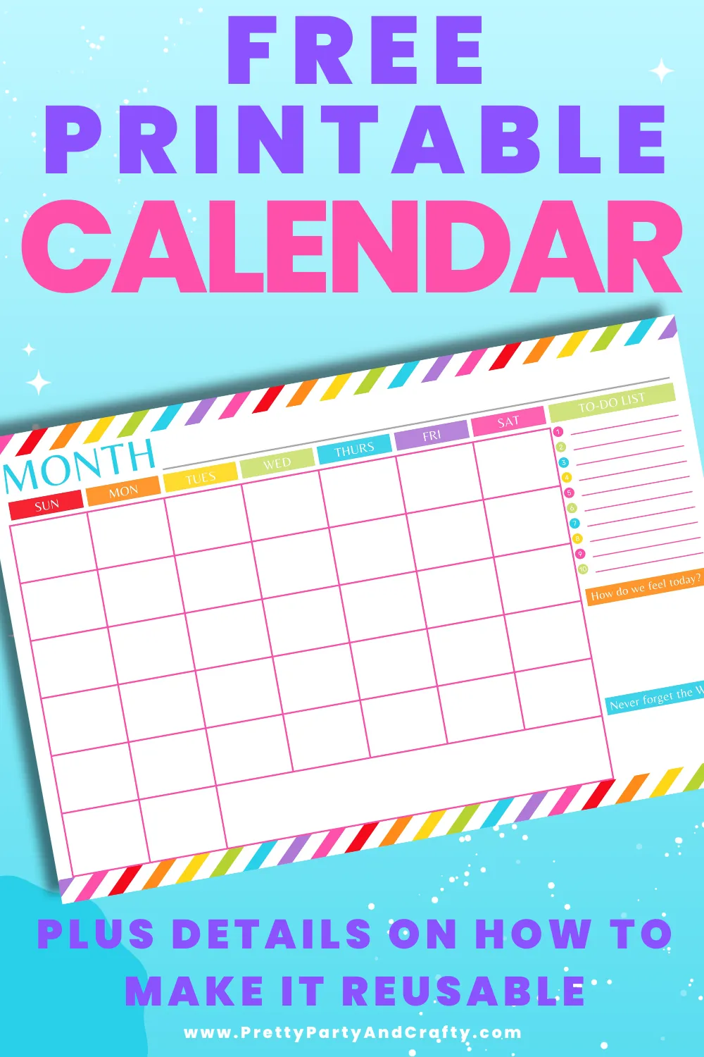 free blank printable large monthly wall calendar pretty party u0026 crafty