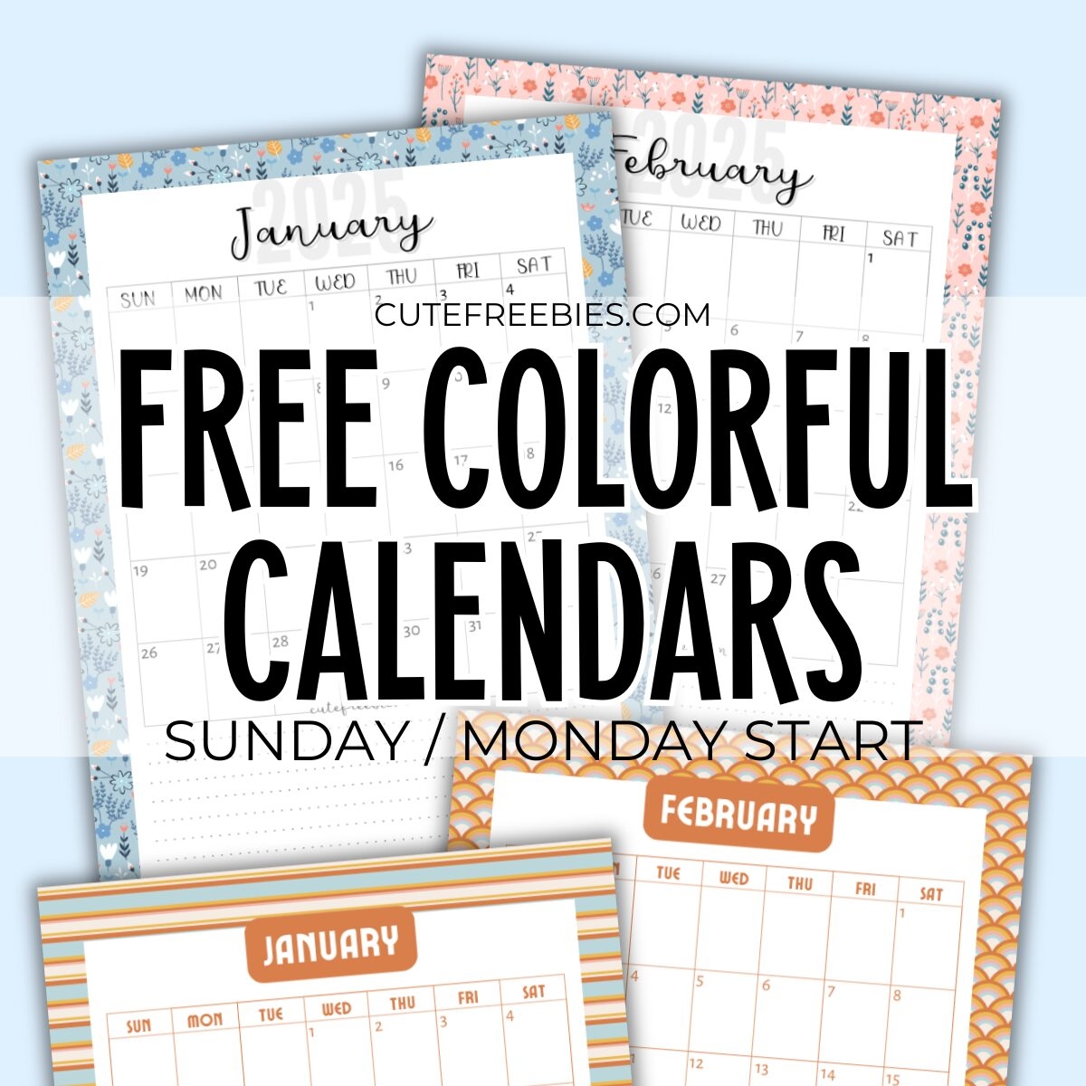 Vertical 2025 Monthly Colorful Printable Calendar