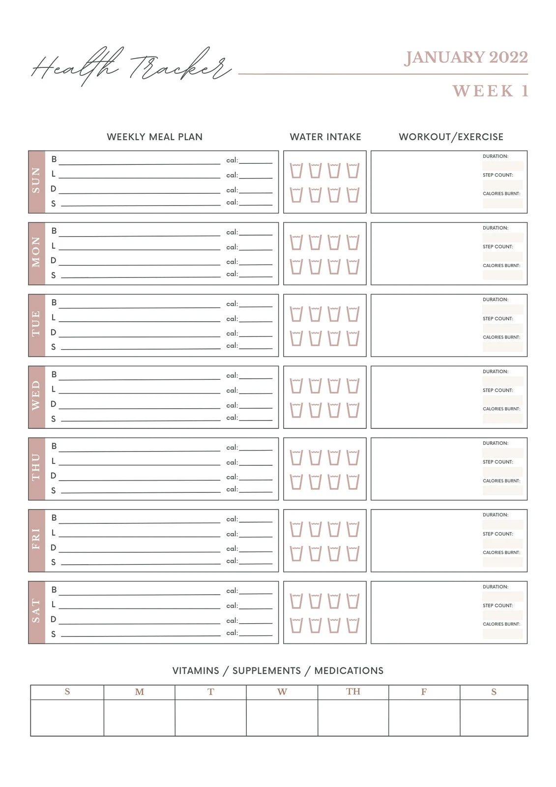 Free Custom Printable Workout Planner Templates Online Canva