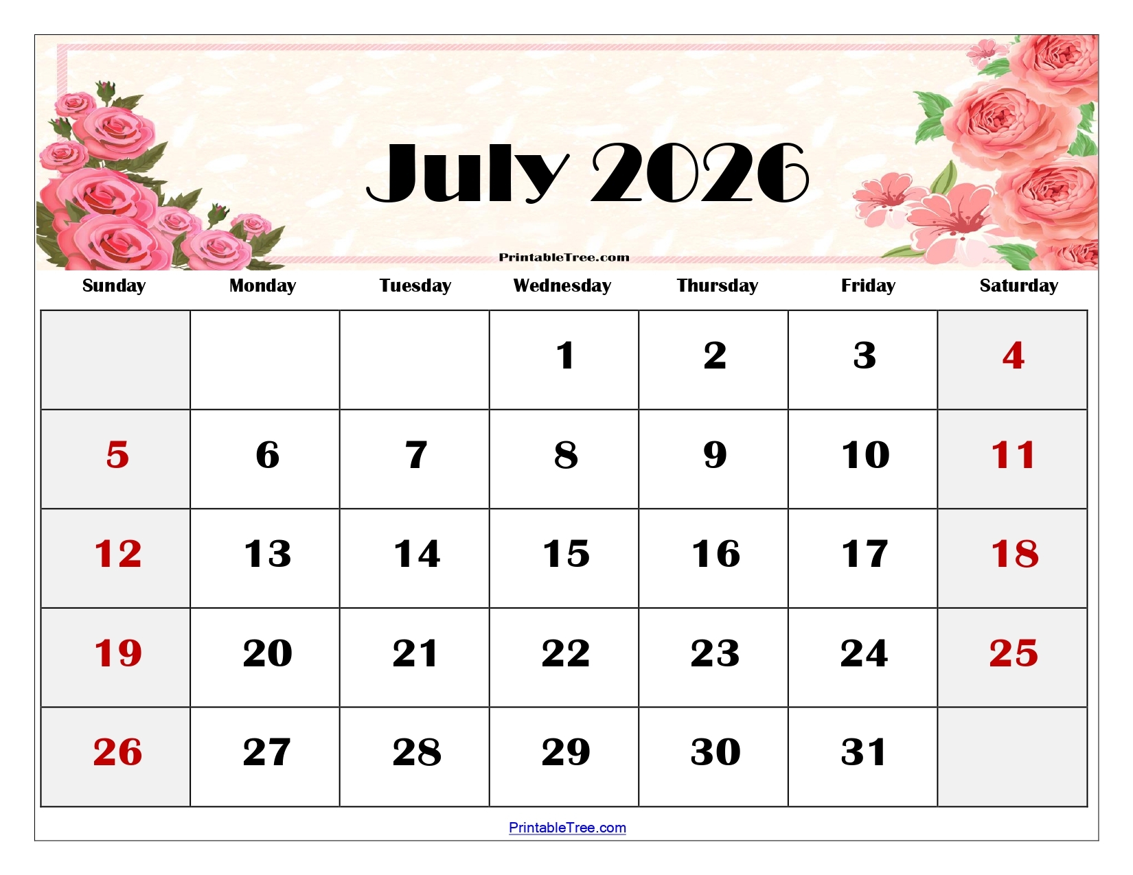 Free Printable Calendar Templates For Word2026 July