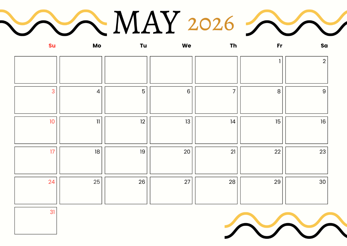 Free May 2026 Printable Calendar