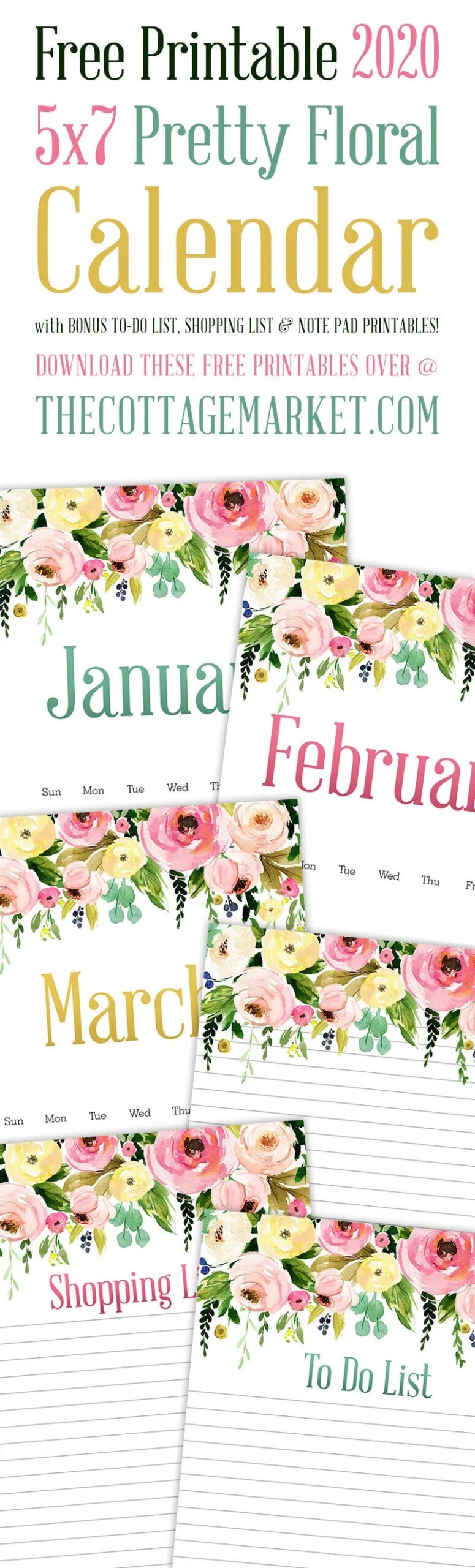 5 X7 Printable Year Calendar