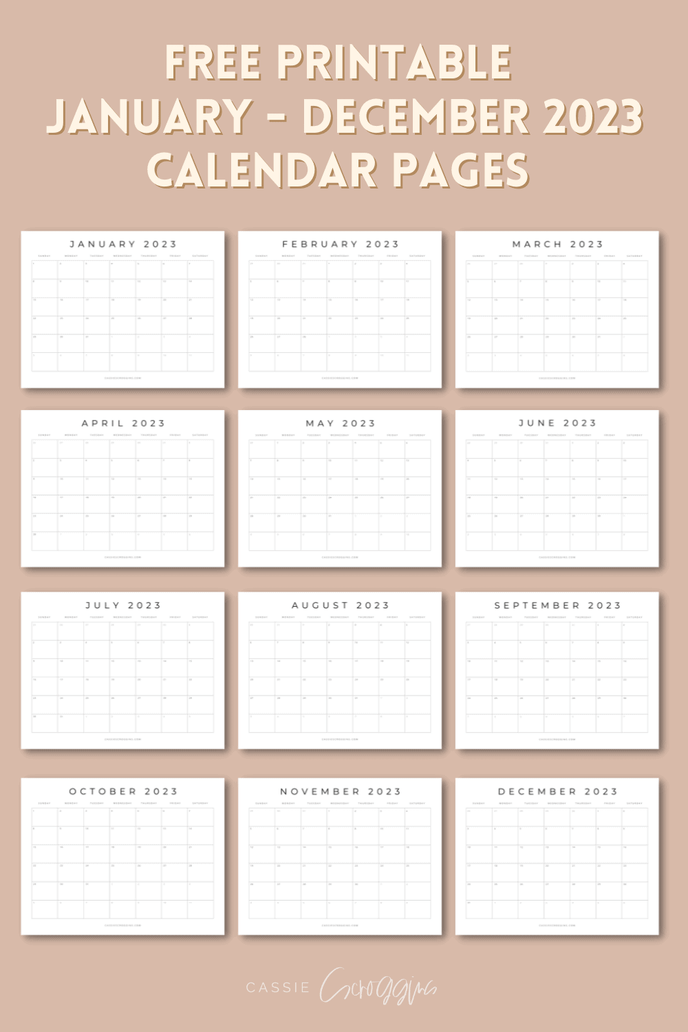 Blank Monthly Calendar Template Printable