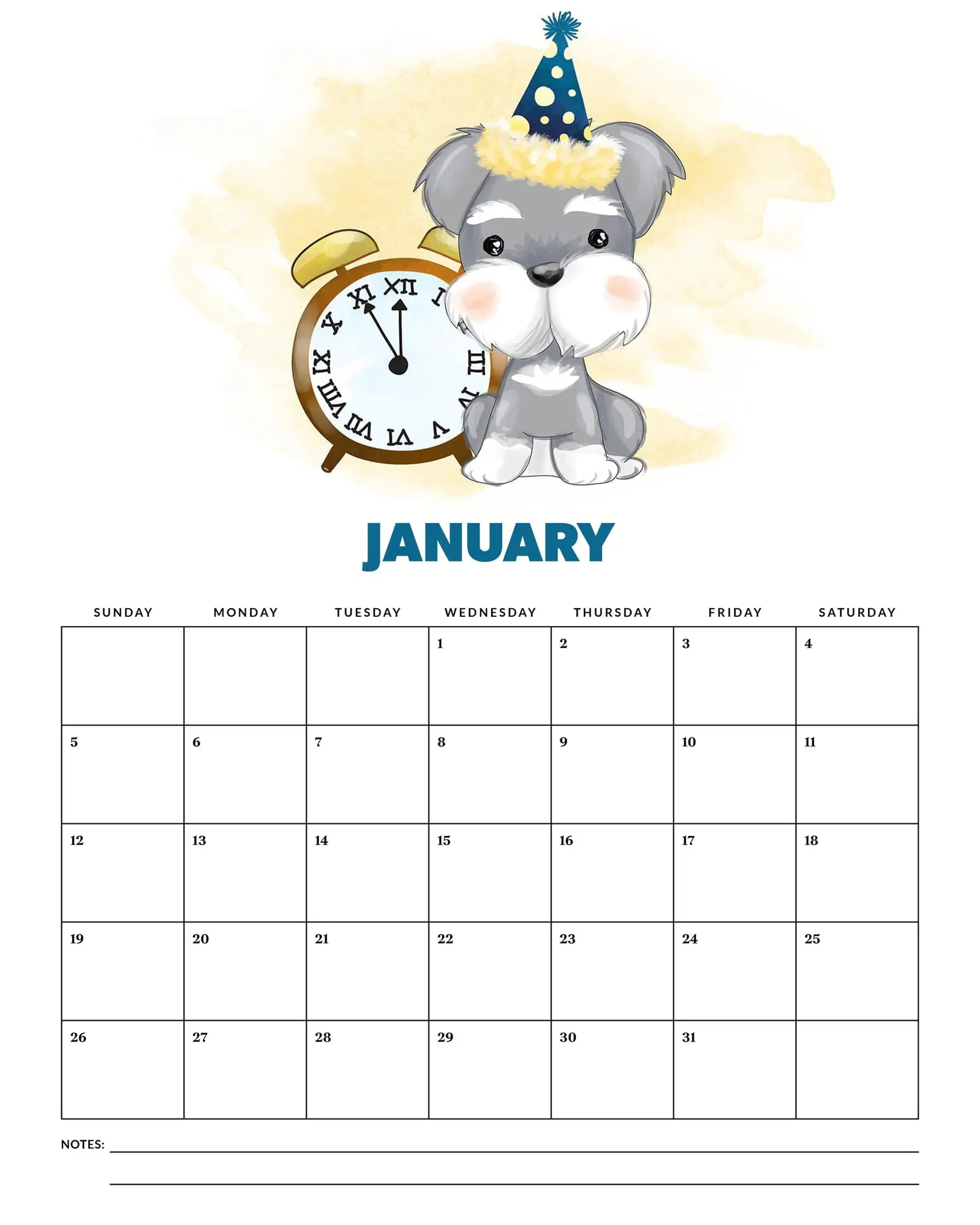 Free Printable 2025 Cute Dog Calendar The Cottage Market
