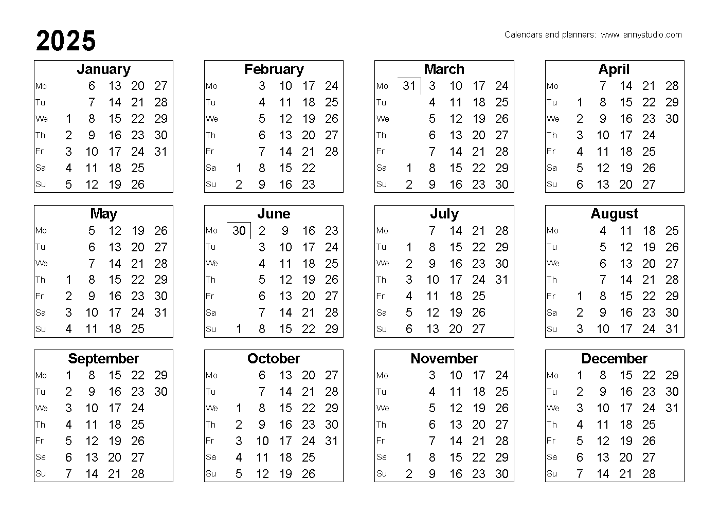 2025 Vertical Calendar Printable