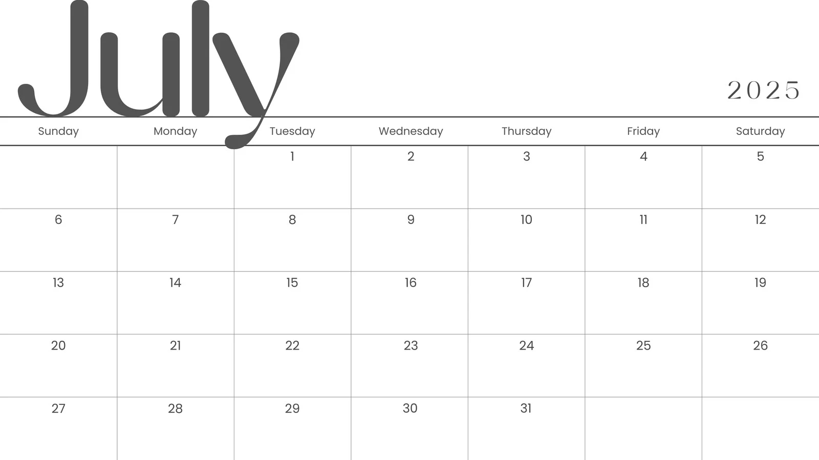 Custom Printable 2025 Calendar