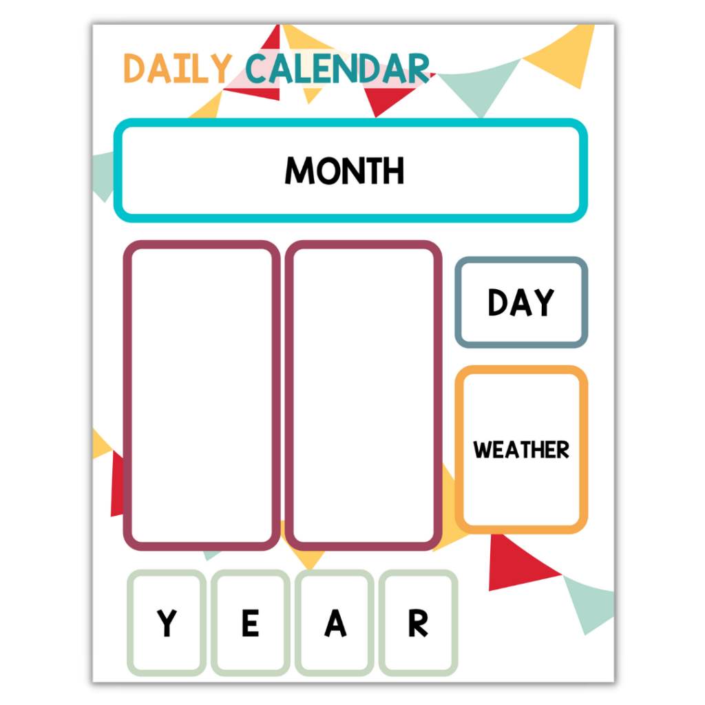 free printable daily calendar for morning circle time