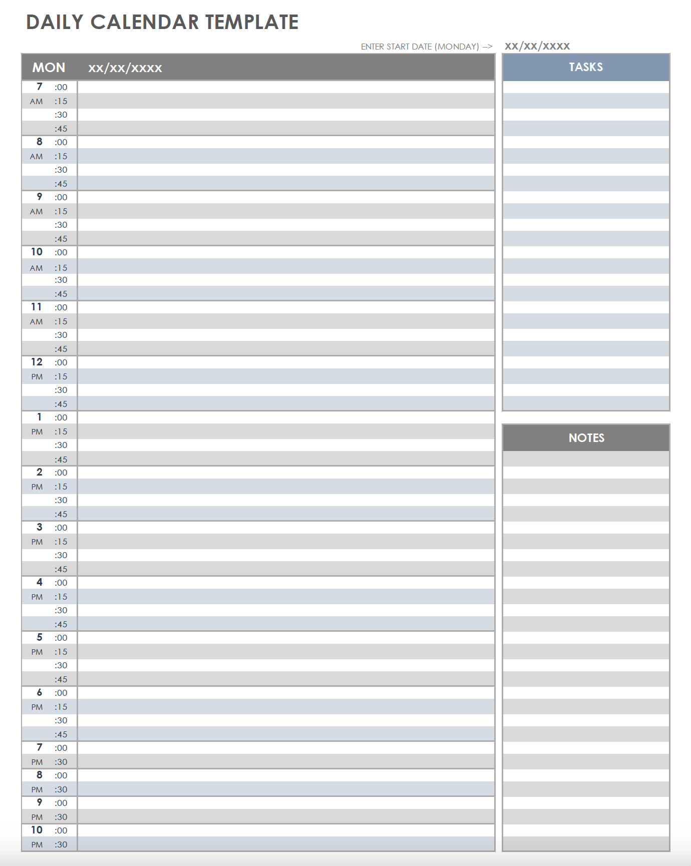 5 Day Printable Calendar
