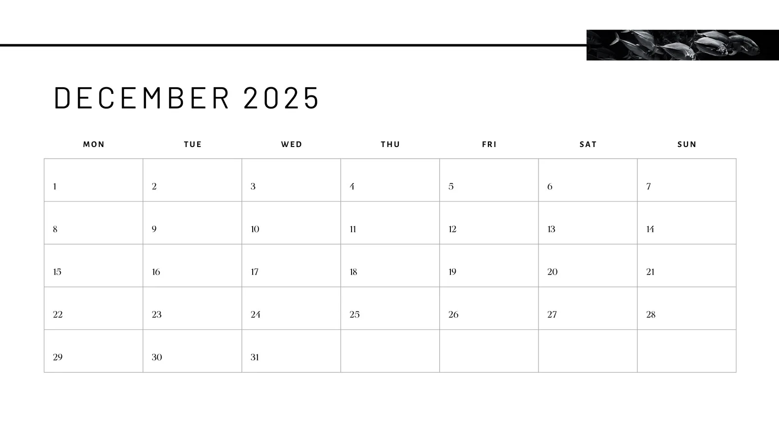 December 2025 Blank Calendar Printable Free