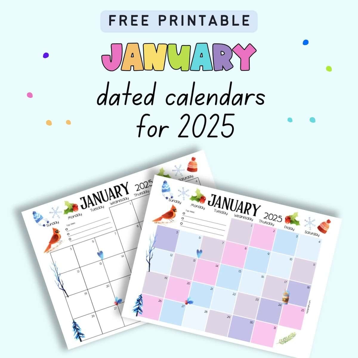 Free Printable January Calendar For 2025 The Artisan Life