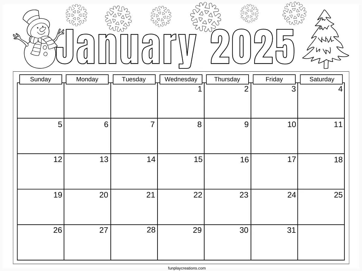 2025 Calendar Printable Kids
