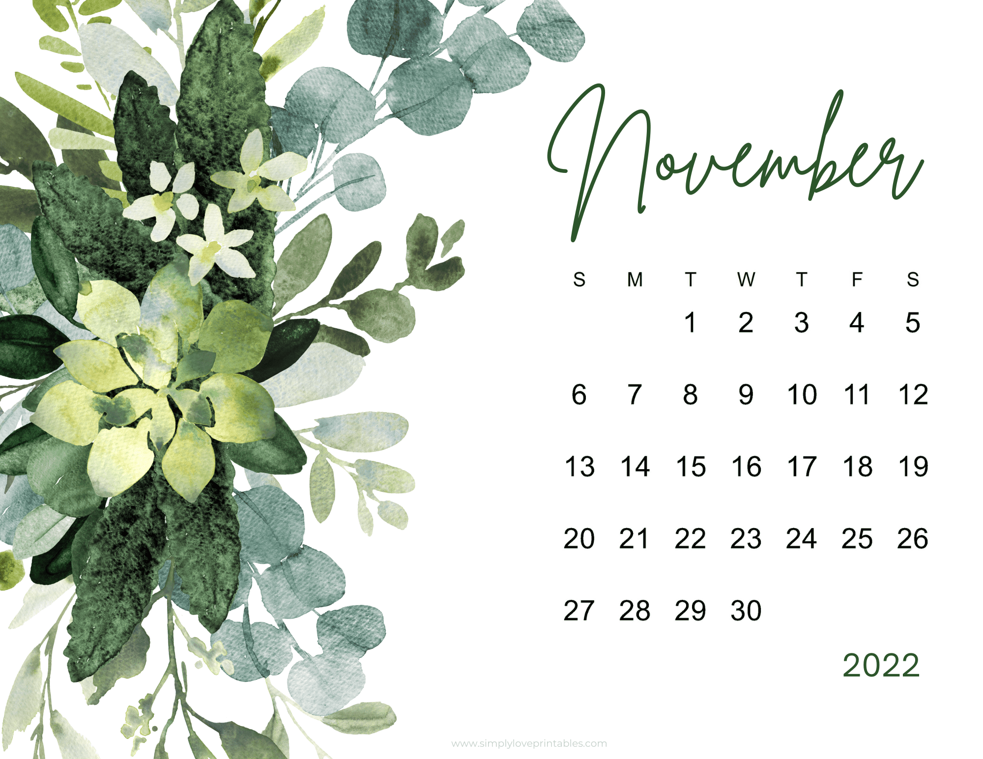 Free Printable November 2022 Calendars Simply Love Printables