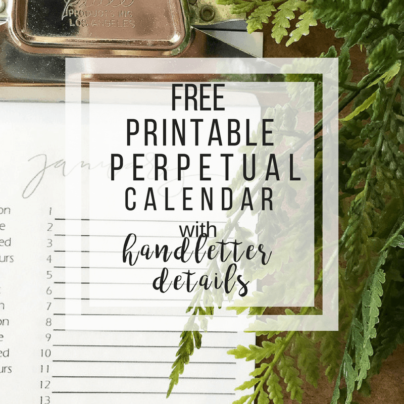 Printable 100 Year Perpetual Calendar