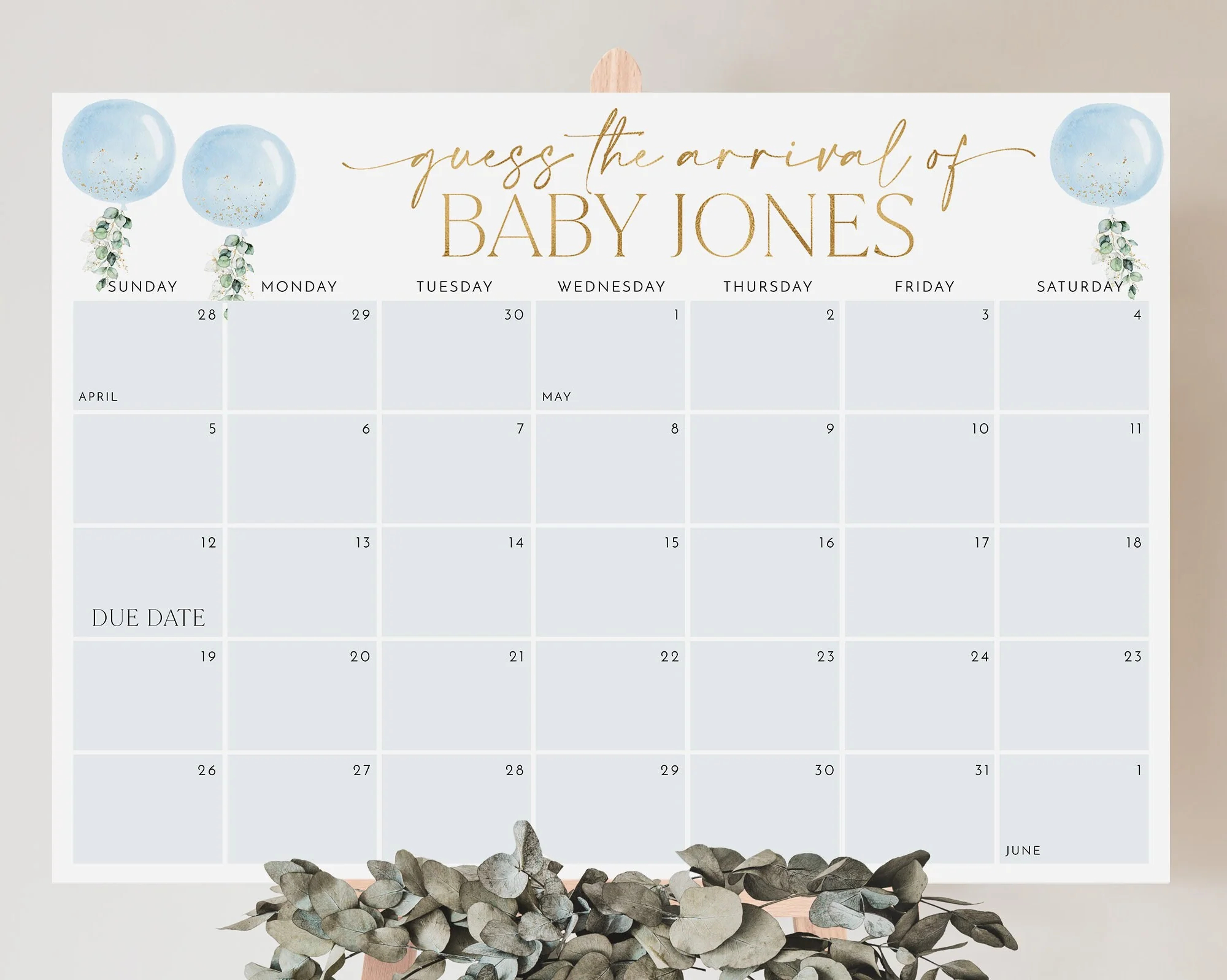 Guess The Due Date Calendar Free BABY DUE DATE Calendar Printable Game Guess Baby Birthday Game