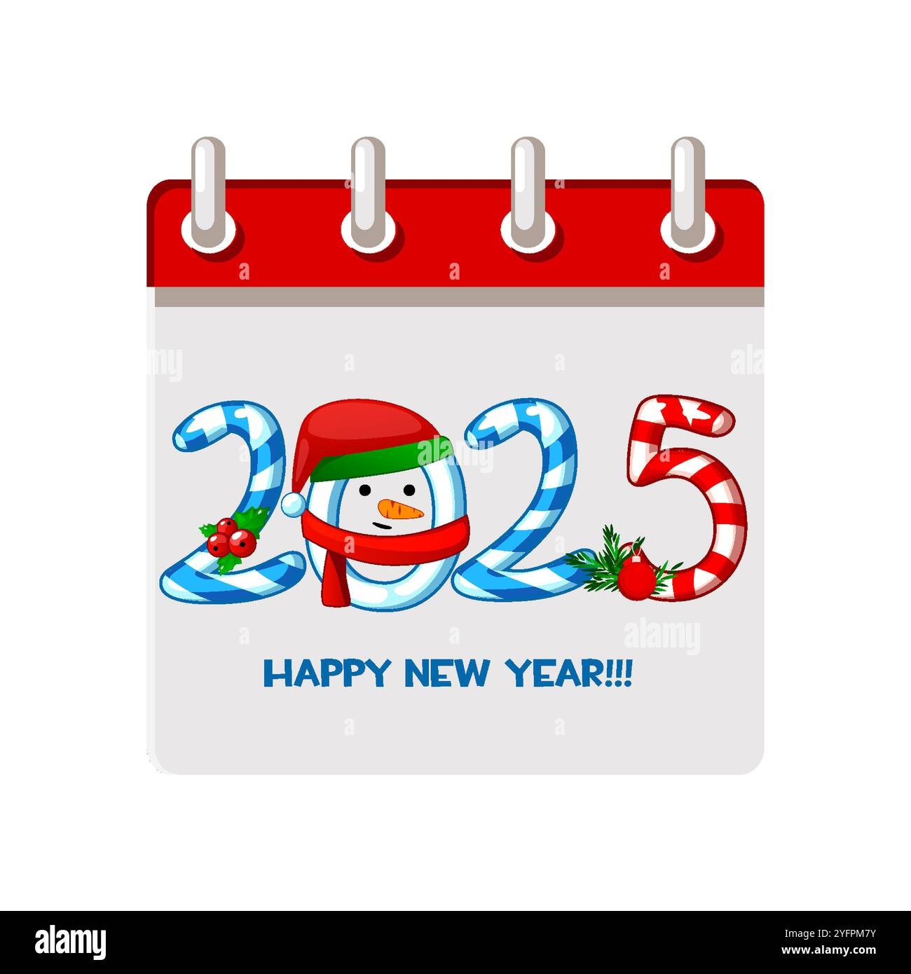 Happy New Year 2025 Lollipops And Snowman Numbers Candy For Your Calendar Print Sticker Or Greeting Card Stock Vector Image Art Alamy