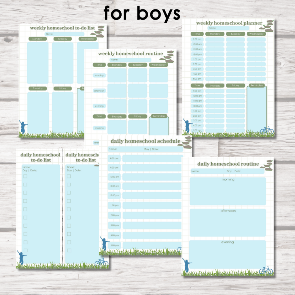 homeschool weekly daily schedule planner free printable template