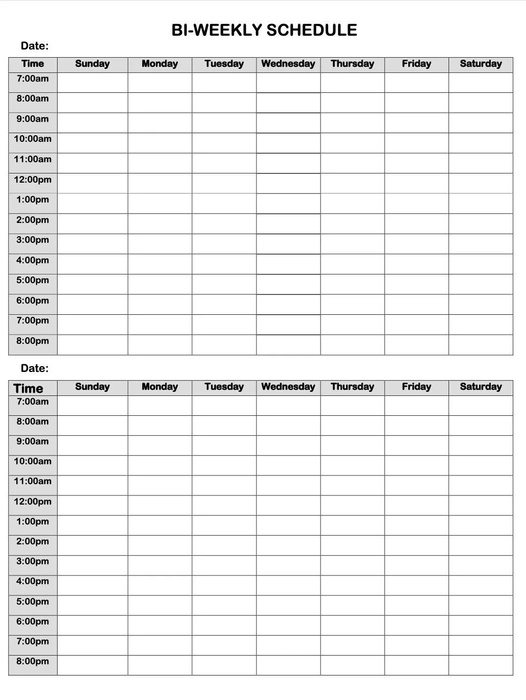 Free Printable Bi Weekly Calendar