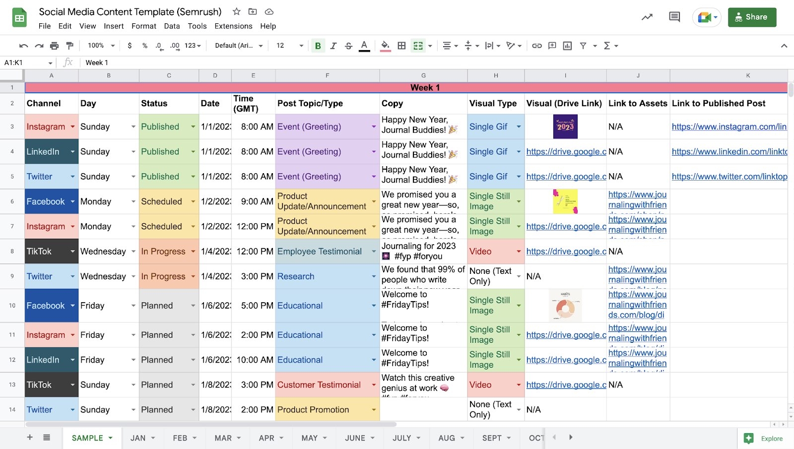 2025 Social Media Calendar Printable