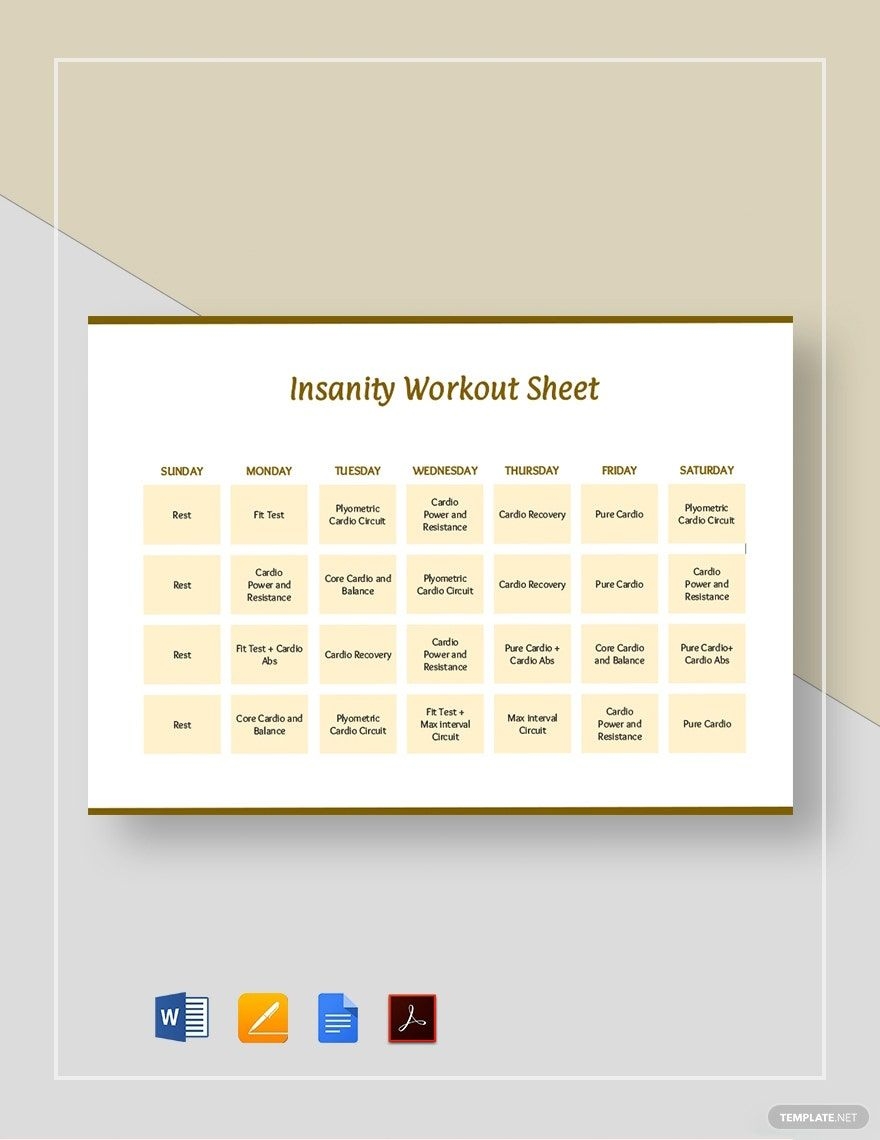 Printable Insanity Calendar