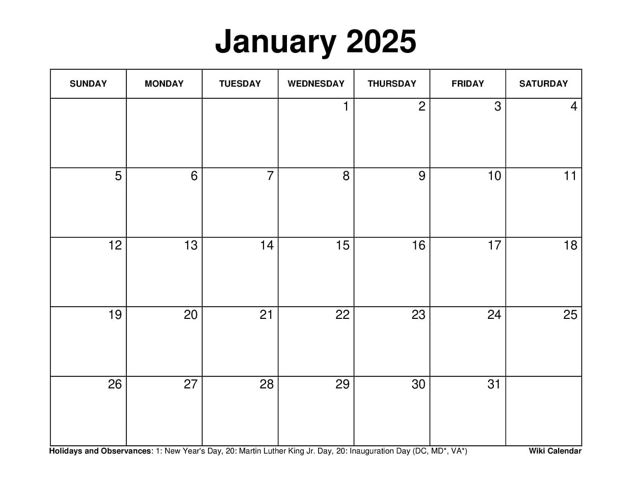 January 2025 Calendar Printable Templates More