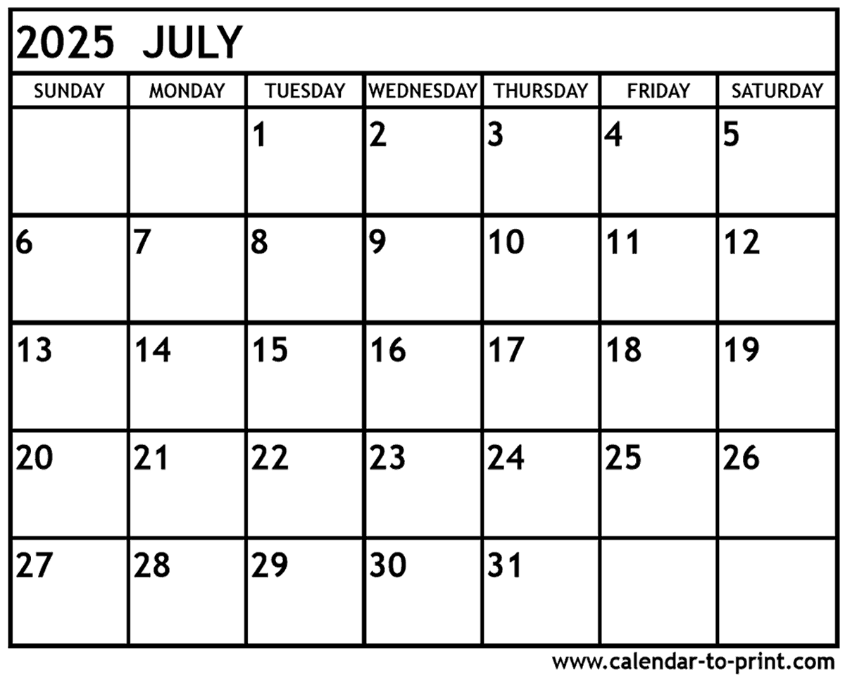 Printable Calendar July 2025 And August 2026