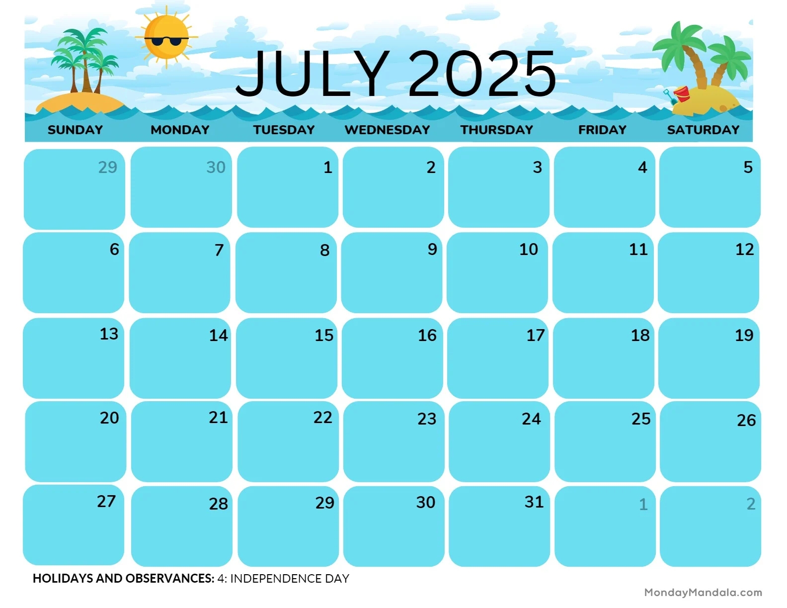 July 2025 Printable Calendar 52 Free PDF Printables 