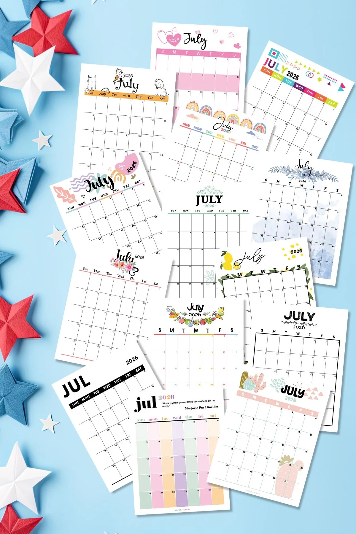 Printable July 2026 Monthly Calendar