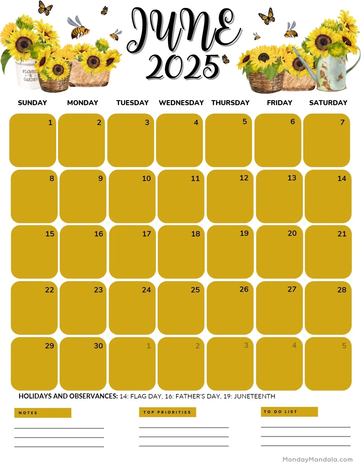 Free June Calendar Printable
