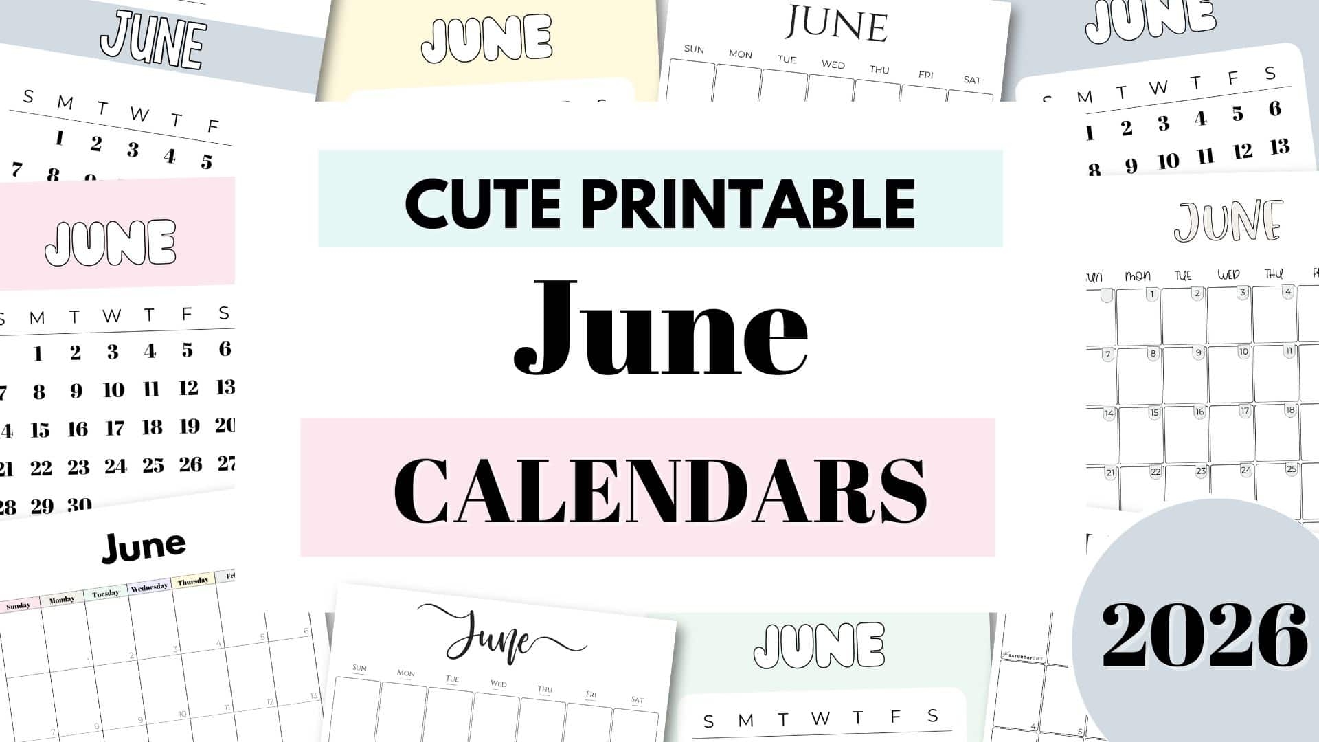 June 2026 Printable Calendars