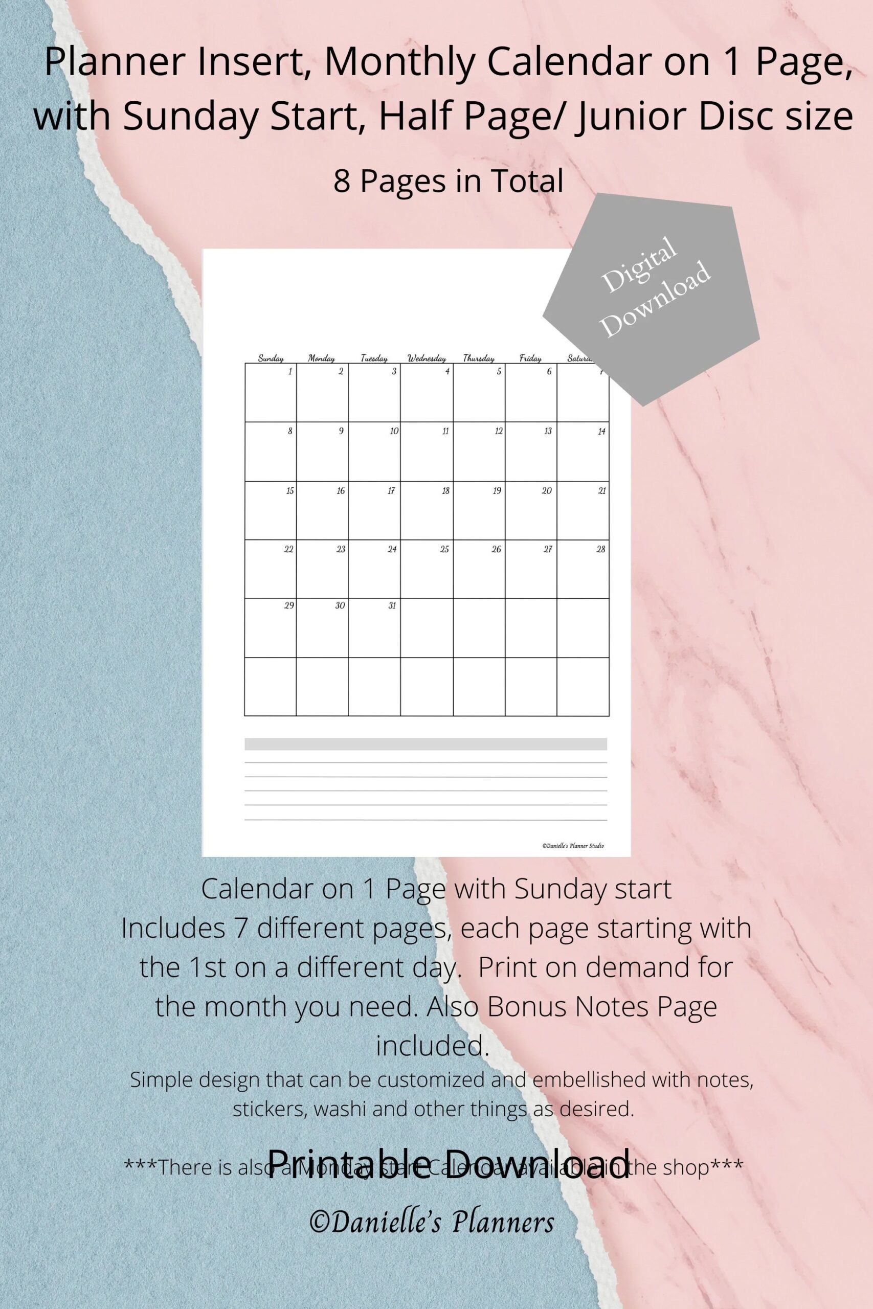 Junior Size Planner Etsy