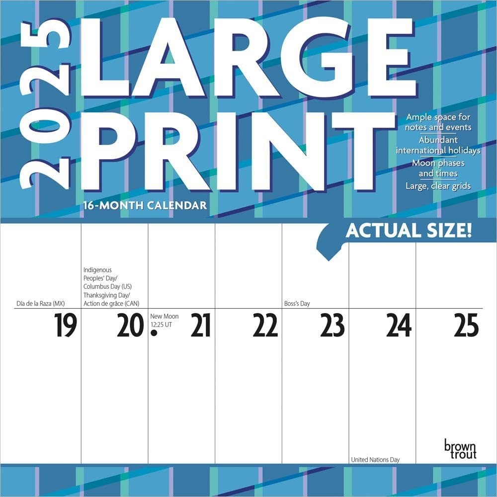 Large Print 2025 Calendar Printable