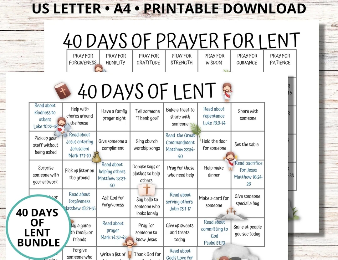 Lent Calendar 2025 40 Days Of Prayer Lent Lenten Calendar For Kids Activities For Lent Daily Prayer For Lent Catholic Christian Easter Etsy