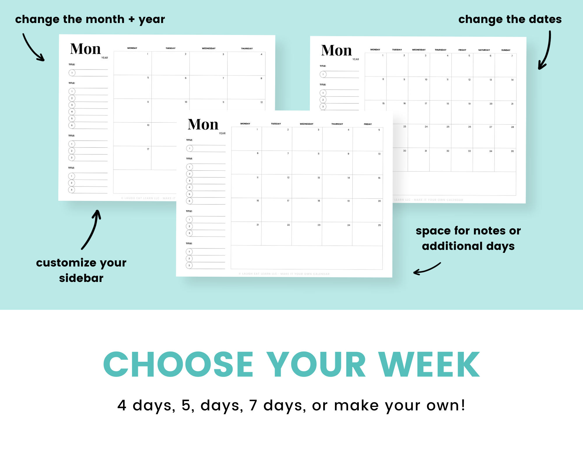 Make It Your Own Calendar Laugh Eat Learn