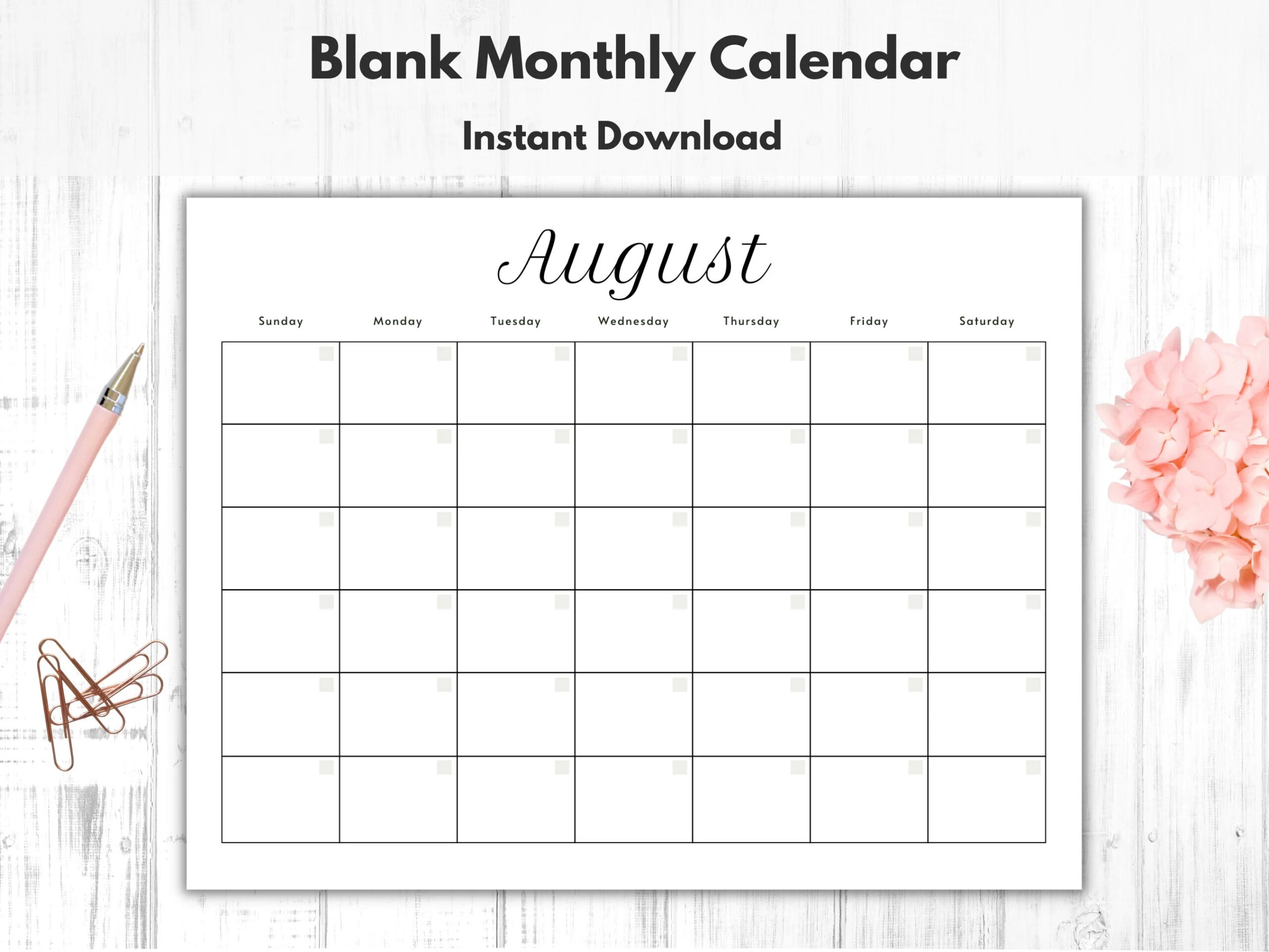 Downloadable Blank Calendar Printable Free