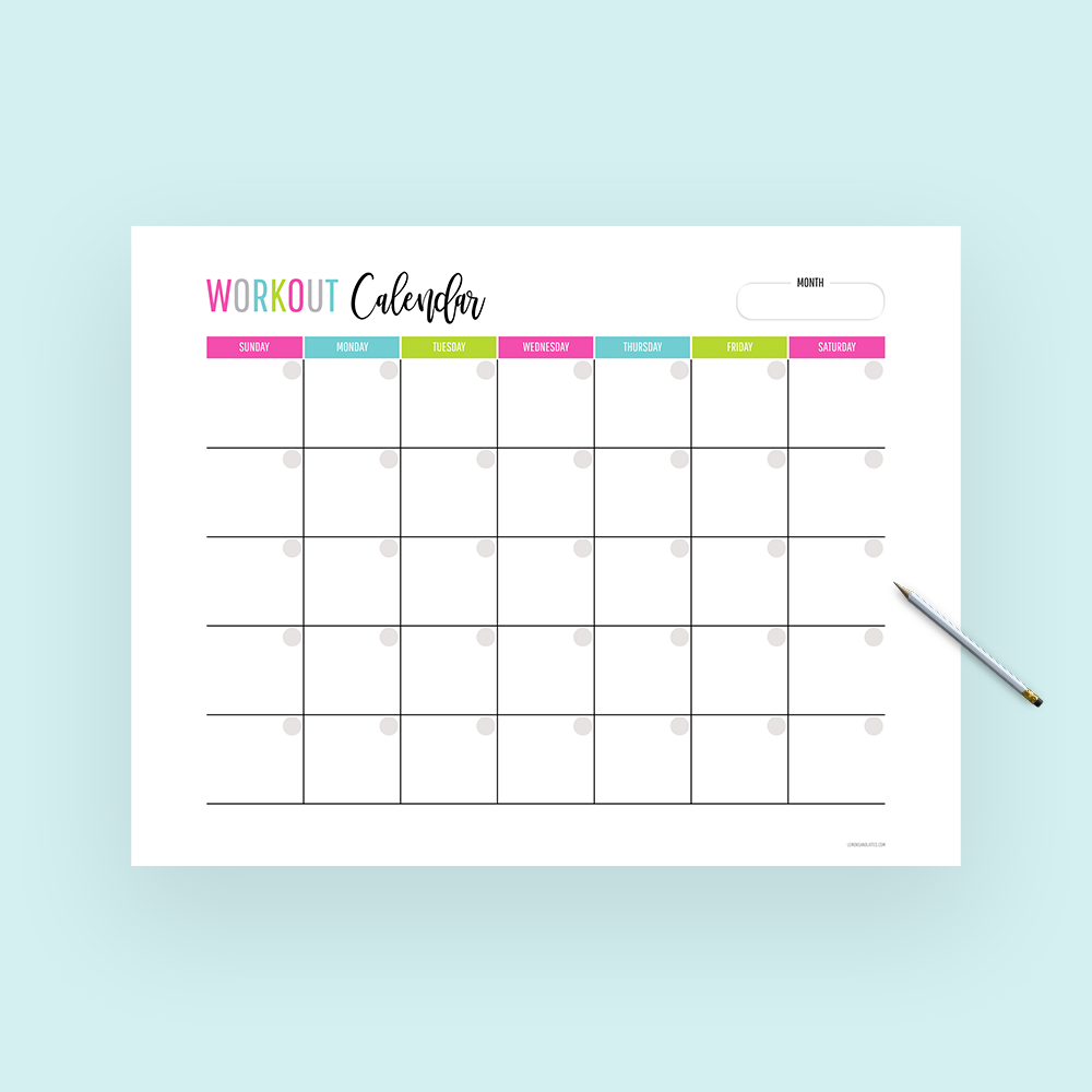 Monthly workout calendar preview Lemons And Lattes