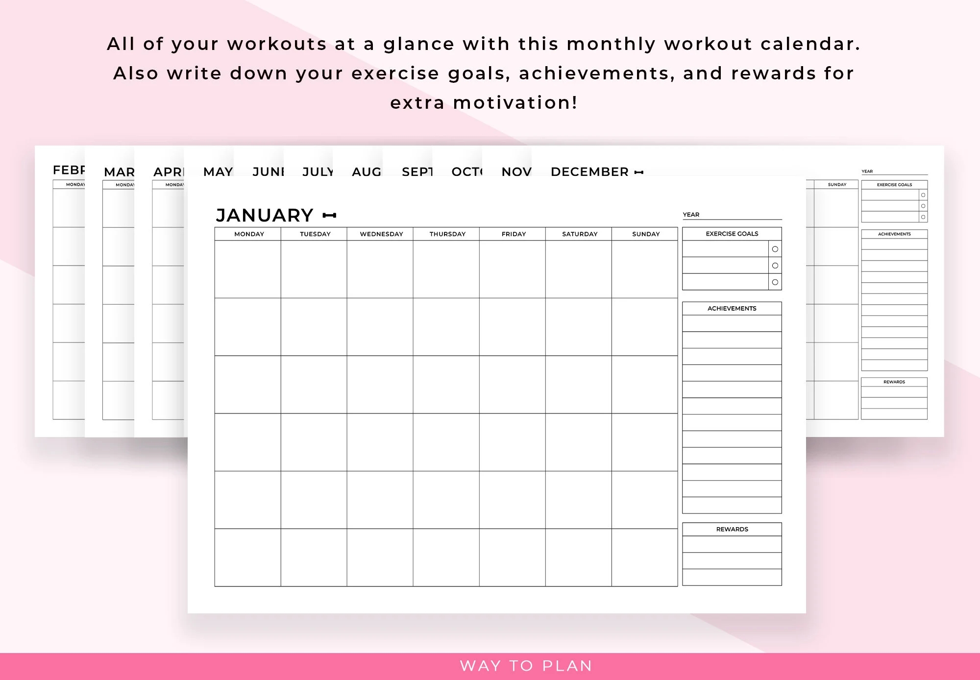 Monthly Workout Calendar Printable Monthly Workout Planner Tracker Workouts Schedule Plan Template Monthly Fitness Challenge Gym PDF Etsy