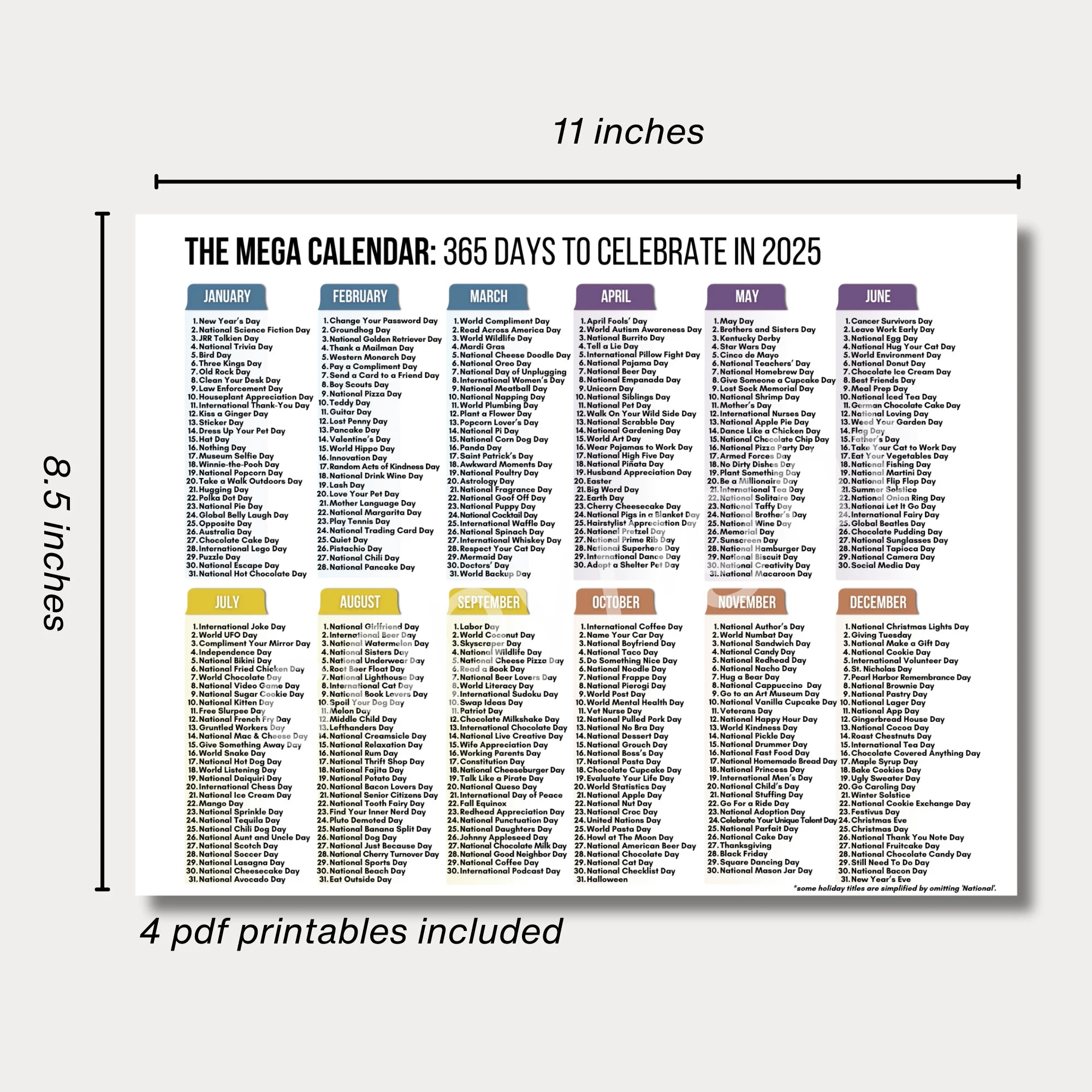 National Days Calendar Printables 2024 And 2025 National Holidays Calendar Social Media Holidays I Content Calendar 2024 And 2025 Etsy