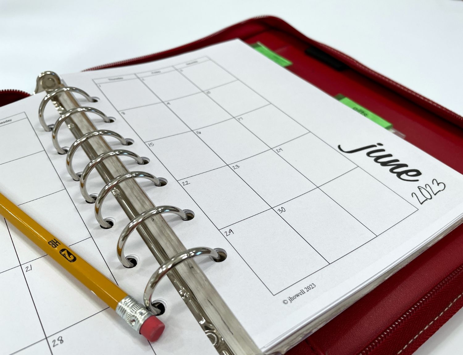 3 Ring Binder Printable Calendar