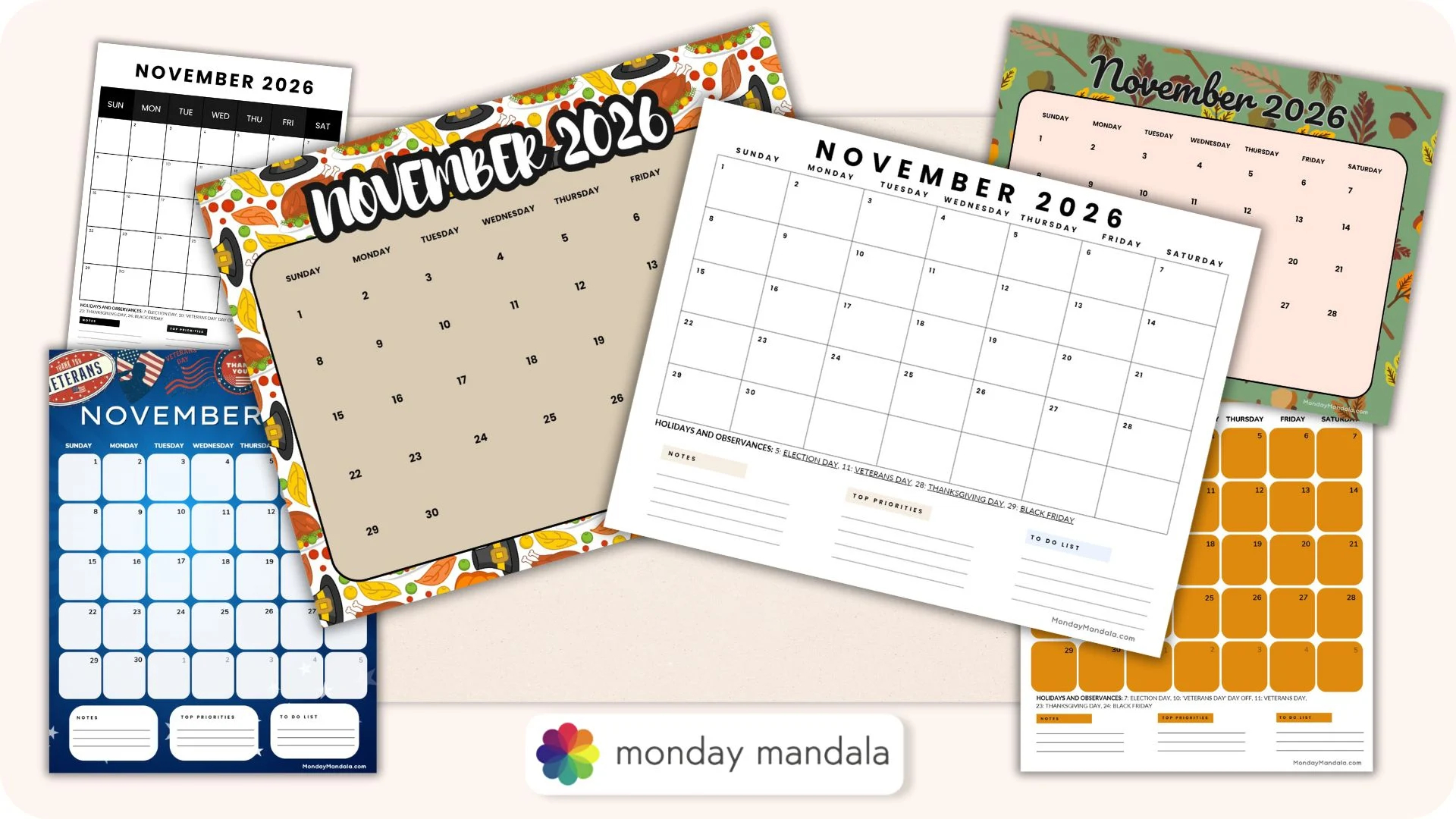 November 2026 Calendars 52 Free Printable PDFs 