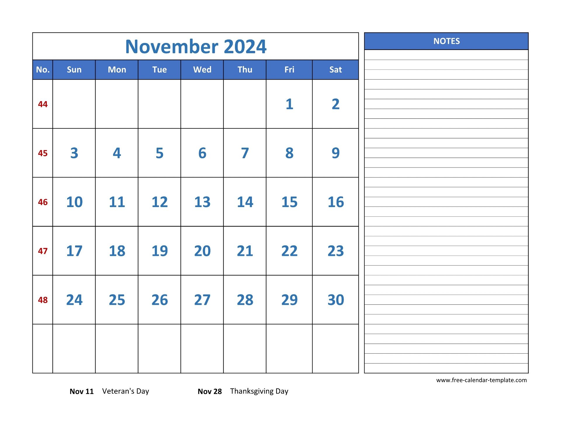 Printable November Calendar Pdf
