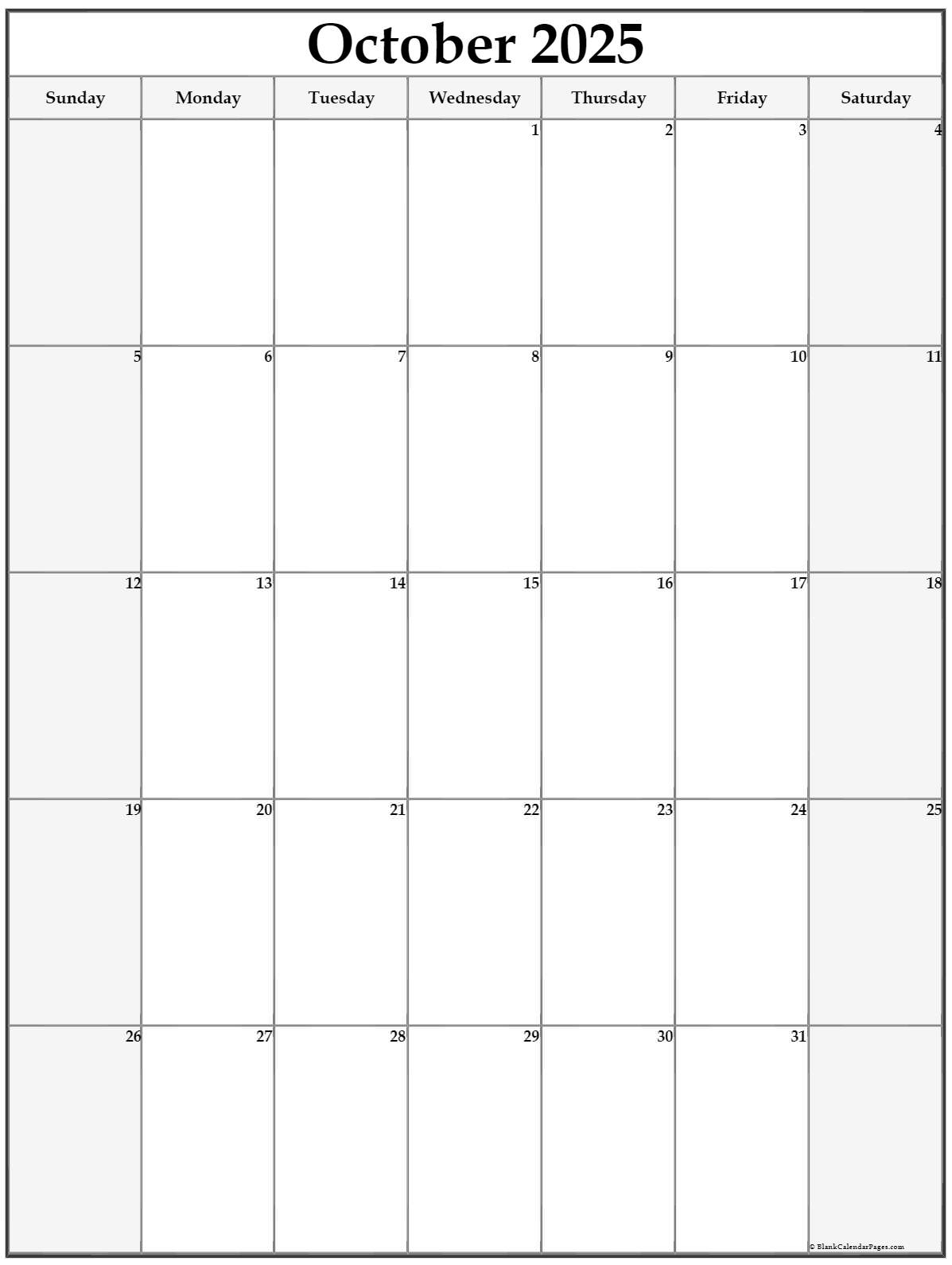 Printable 2025 Calendar October