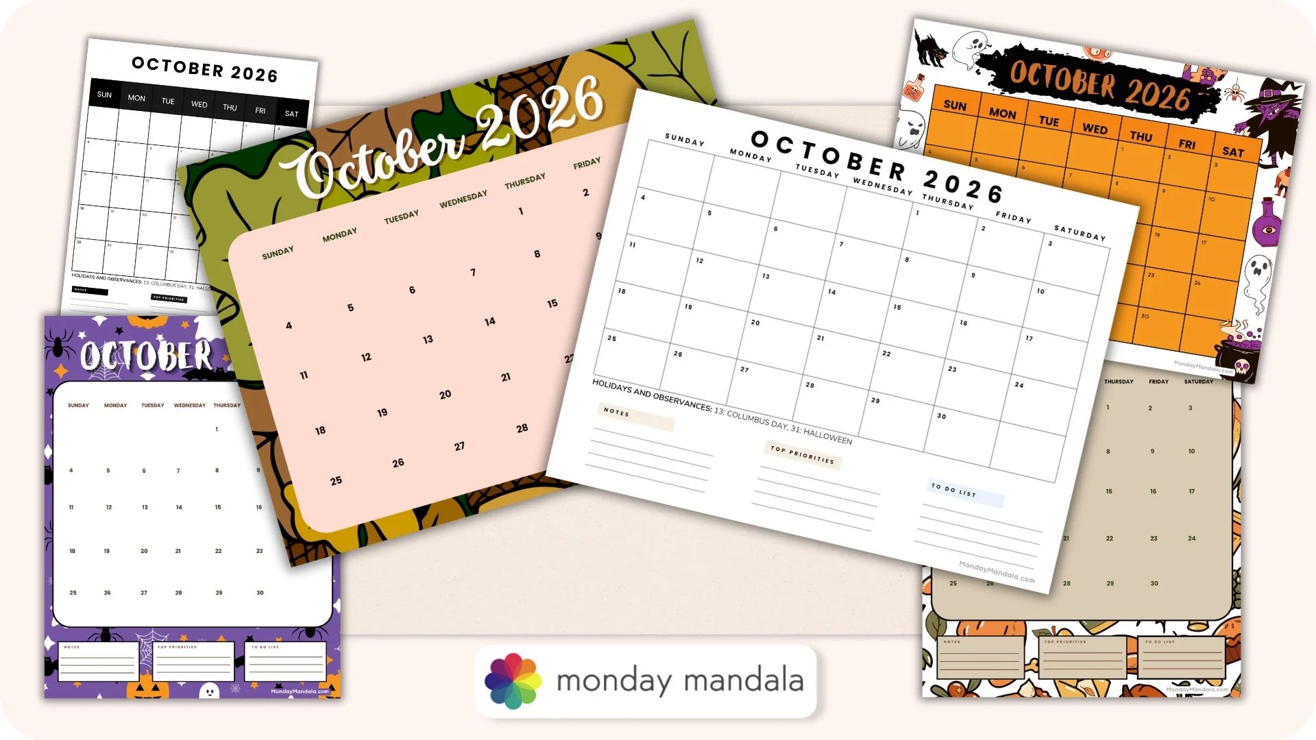 Blank October Weekly Schedule 2026 Calendar Printable