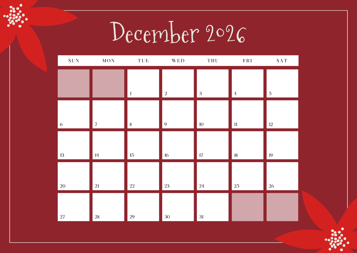 December 2026 Blank Calendar Printable