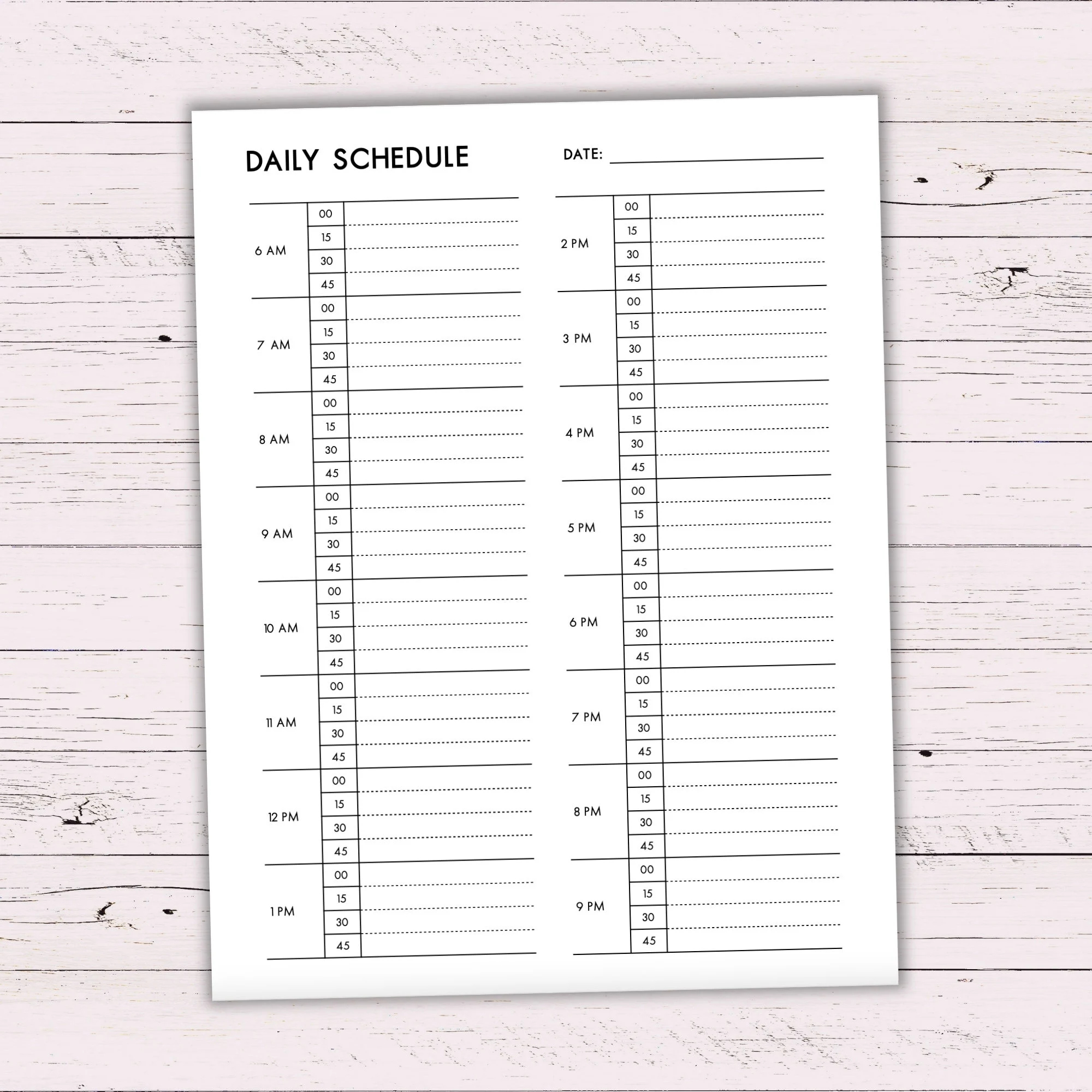 printable 15 minute schedule planner editable instant download blank fillable pdf printable daily planner daily productivity planner etsy