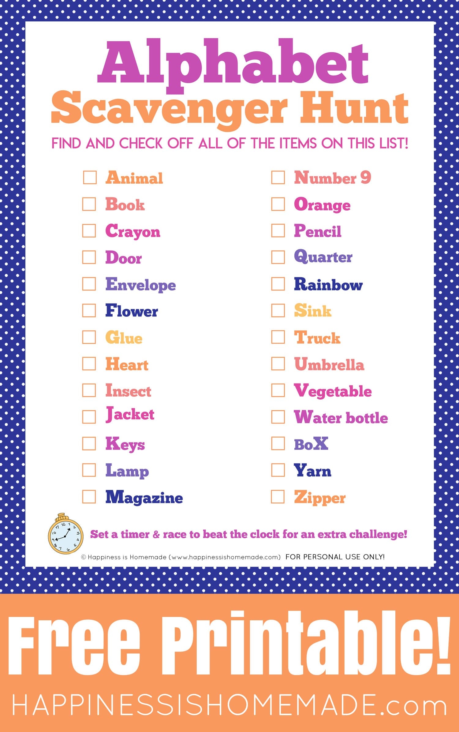Printable Alphabet Scavenger Hunt Happiness Is Homemade