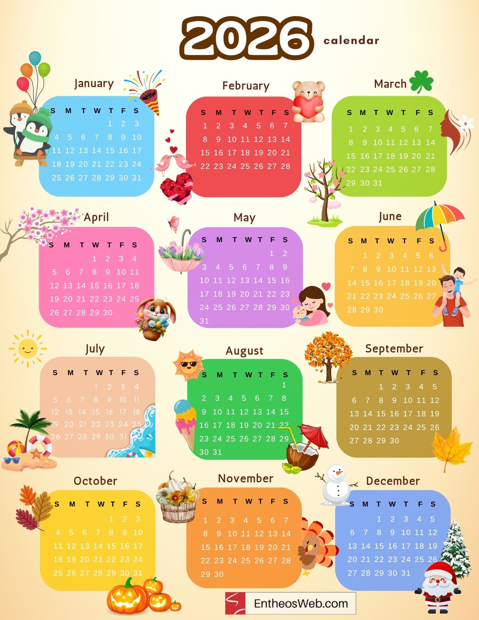 July 2026-June 2027 Printable Calendar