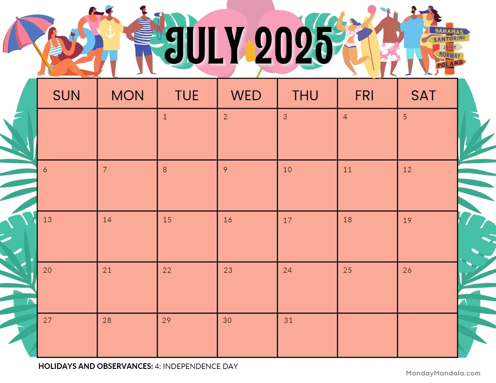 Printable School Monthly Calendar 2025-26